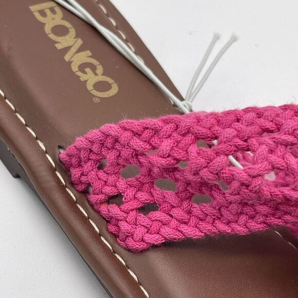 NWT BONGO Sandals Womens Size 9 Pink Crochet Strap Boho Macrame Thong Flip Flop - Picture 13 of 14
